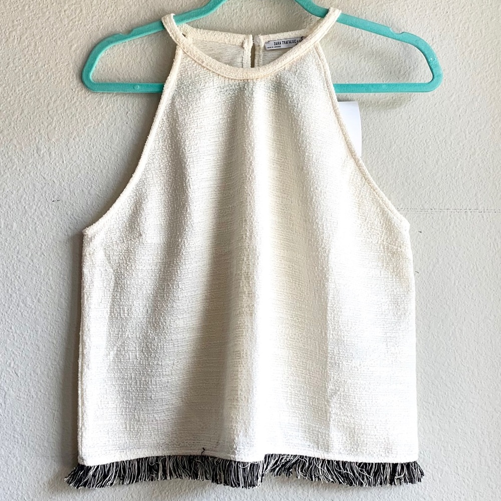 Zara Tweed halter top with fringed hem - Picture 3 of 4